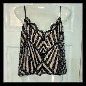 Express Black and Tan Sequin Camisole